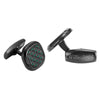 Willis Judd Men's Black Stainless Steel with Green Carbon fibre Cufflinks with Pouch