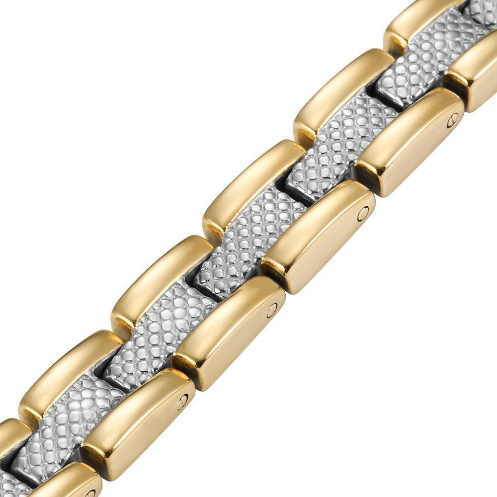 Willis Judd Womens Two Tone Four Element Titanium Magnetic Bracelet with Free Link Removal Tool and Gift Box