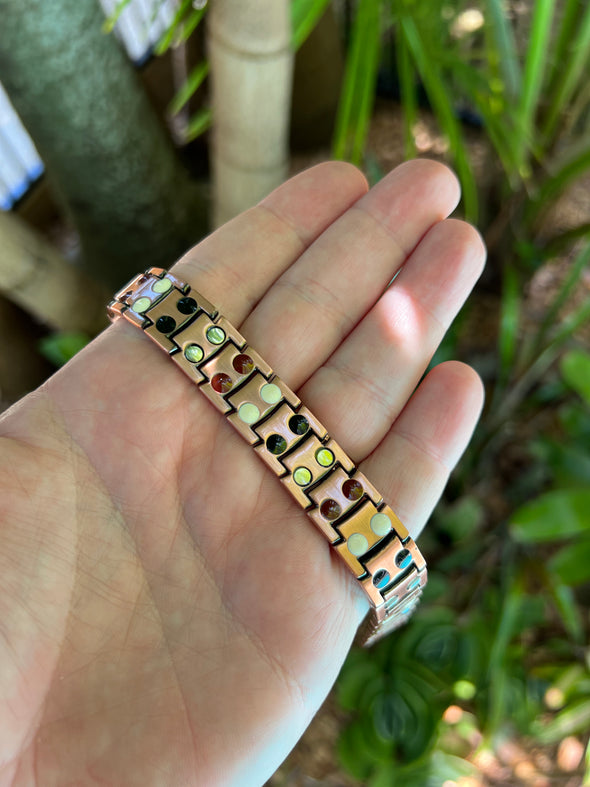 Mens Double Strength Four Element Magnetic Titanium Copper Bracelet